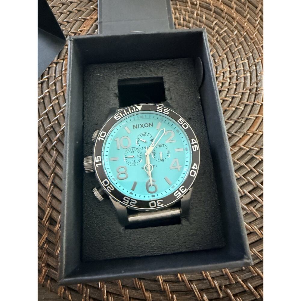 NIXON 51-30 Chrono - Silver/Turquoise Chronograph Men's Watch A1389-2084